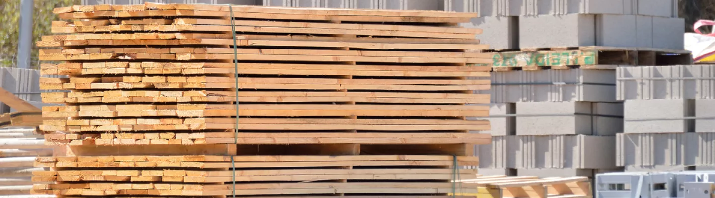 pile of construction materials on jobsite 