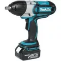 Black and Blue Cordless Electric Powered Impact Wrench on White Background Product Shot