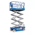 Blue Scissor Lift with platform partially extended