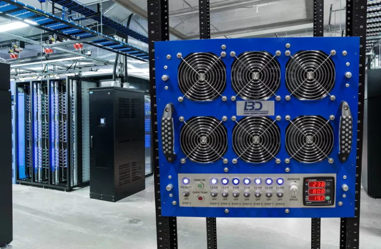 close up of cooling equipment in a data center