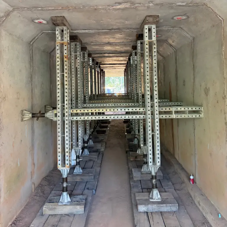 Modular Props installed inside a concrete culvert.