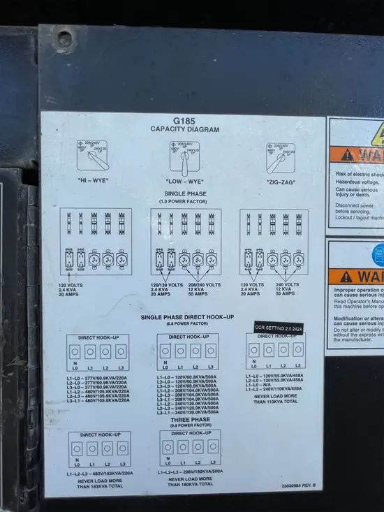 2015 Doosan G185 Diesel Generator
