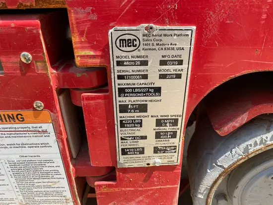 2019 MEC MICRO 26 Scissor Lift