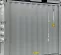 Vista lateral exterior de un contenedor para almacenamiento gris