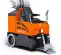 Orange and gray Husqvarna propane-powered Ride-on Floor Scraper