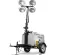 White Generac Mobile towable light tower with a generator and a black vertical mast