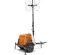 Orange Generac Mobile towable light tower with a 6 kilowatt generator and a vertical mast