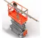Orange Skyjack Scissor lift with pipes on a Pipe Cradle
