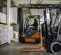Orange Toyota electric warehouse forklift