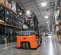 Orange Toyota electric warehouse forklift