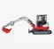 White and black and grey TAKEUCHI 12,000-14,000 lb. Mini Excavator, Reduced Tail Swing