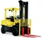 yellow warehouse forklift product shot front view