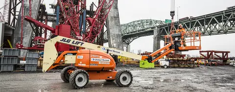 Boom lift at a construction site