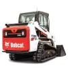 Small red, white and black Bobcat track loader
