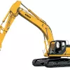 Yellow and black Kobelco excavator