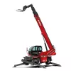 Red and black Magni 13,200 lb. variable reach forklift with fork upright