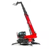 Red and black Magni 13,200 lb. 114 ft. variable reach forklift with rotating boom