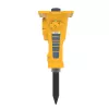 Yellow and gray ATLASCOPCO 970 lb. Hydraulic Breaker Attachment for Backhoe