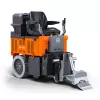 Orange and gray Husqvarna battery-powered Ride-on Floor Scraper