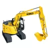 Yellow and black Kobelco zero swing excavator