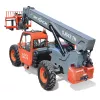 Orange and gray 6,000 lbs. Skyjack Telehandler Reach with forklift lowered