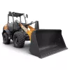 Orange and black Case wheel loader with its bucket down