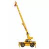 Yellow Broderson carry deck crane with boom fully extended upward