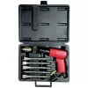 Red Chicago Pneumatic Air Scaling Hammer in a black case with drill bits