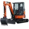 Orange and black mini excavator