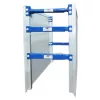 Silver and blue Speedshore aluminum trench box