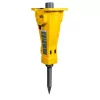 Yellow and gray and black ATLASCOPCO 500 lb. Hydraulic Breaker Attachment for Mini Excavator