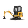 Yellow and black JCB 4,000-5,000 lb. Mini Excavator, Zero Tail Swing