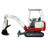 White and red and grey TAKEUCHI 3,000-3,999 lb. Mini Excavator, Zero Tail Swing