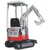 silver and red mini excavator product shot