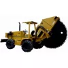 yellow trencher with large circular rock saw