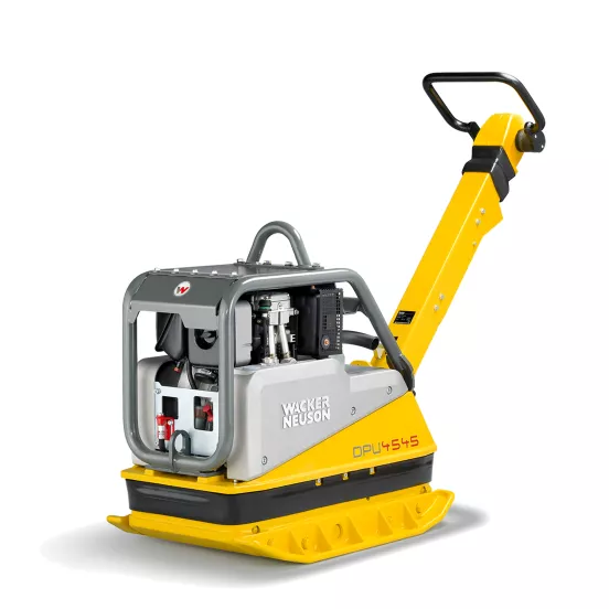 Yellow Wacker Neuson vibratory plate compactor
