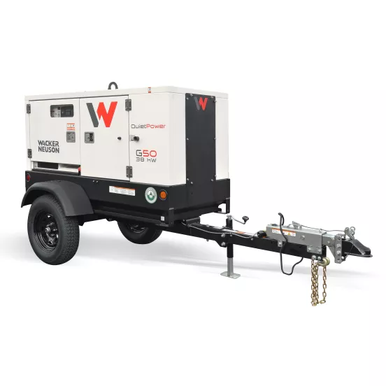 White and black Wacker Neuson tier 4 towable generator
