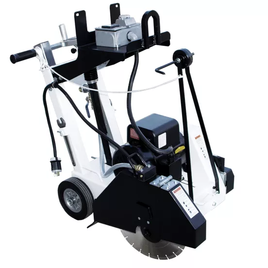 White and black DIAMONDPR Walk-behind Concrete Saw, Electric Powered