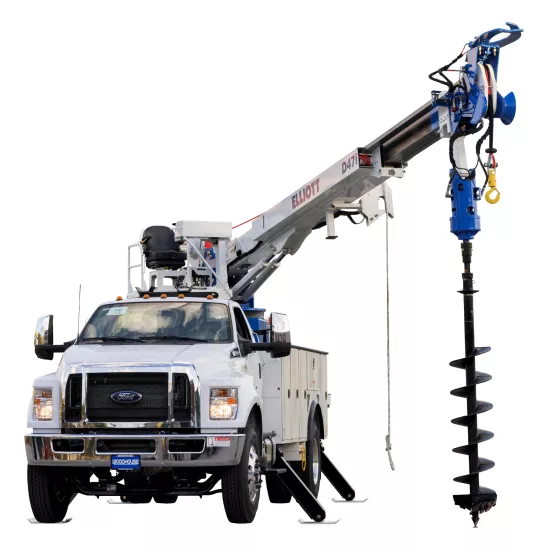 White Elliott 47 ft. Digger Derrick Truck