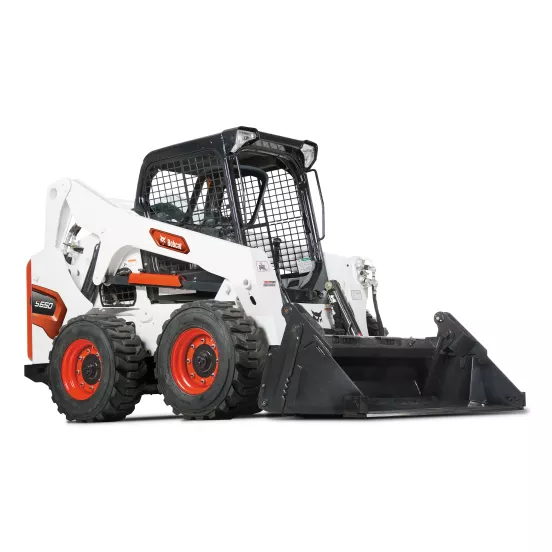 White, black and orange BOBCAT 2,600-3,000 lb. Skid Steer