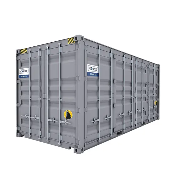 open side shipping container with full-length doors open