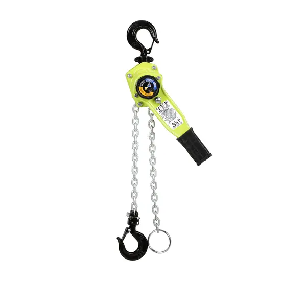 Yellow and black and silver AMH Come-Along, 3 Ton