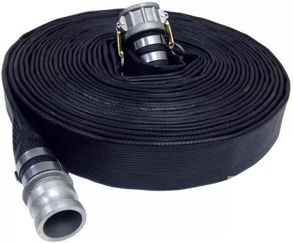 Black Rubber Discharge Hose product image with white background