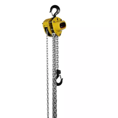 Yellow Ingersoll Rand 2 ton Manual Chain Hoist with silver chain