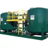 filtration system green tanks with yellow walk way