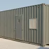40' ground-level office storage combo, exterior front with HVAC photo
