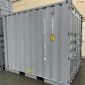 Side angle view of a gray storage container