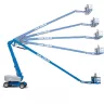 Blue Genie 80 ft. 4WD articulating boom lift extended at different positions