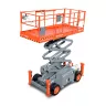 Orange and Gray 25 ft.-27 ft. Skyjack with Scissor lift extended