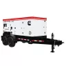 White and red Cummins Tier 4 towable generator
